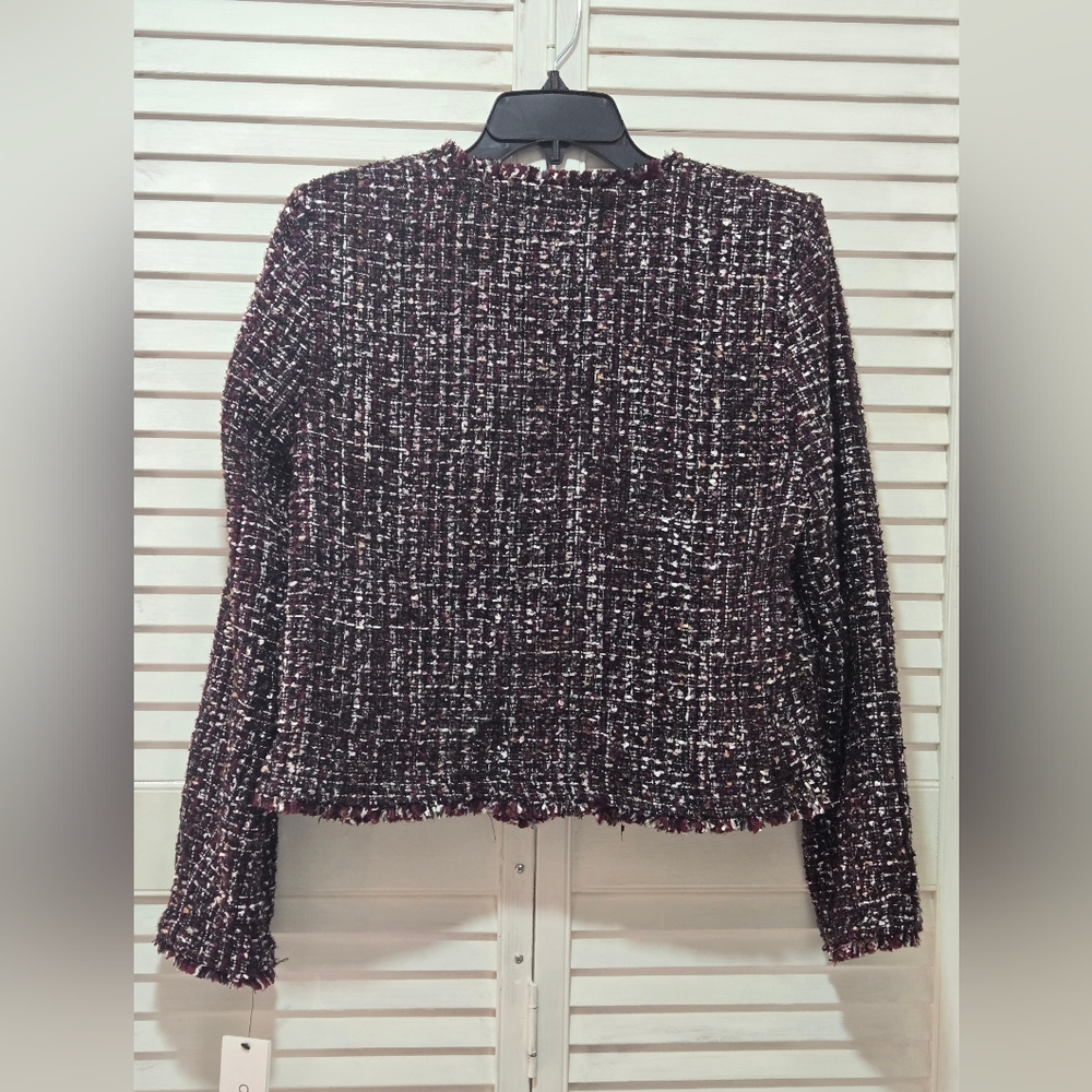 Nwt Calvin Klein Tweed Fringe Trim Blazer Jacket - Picture 4 of 5